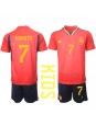 Španělsko Alvaro Morata #7 Domácí dres pro děti MS 2022 Krátký Rukáv (+ trenýrky)